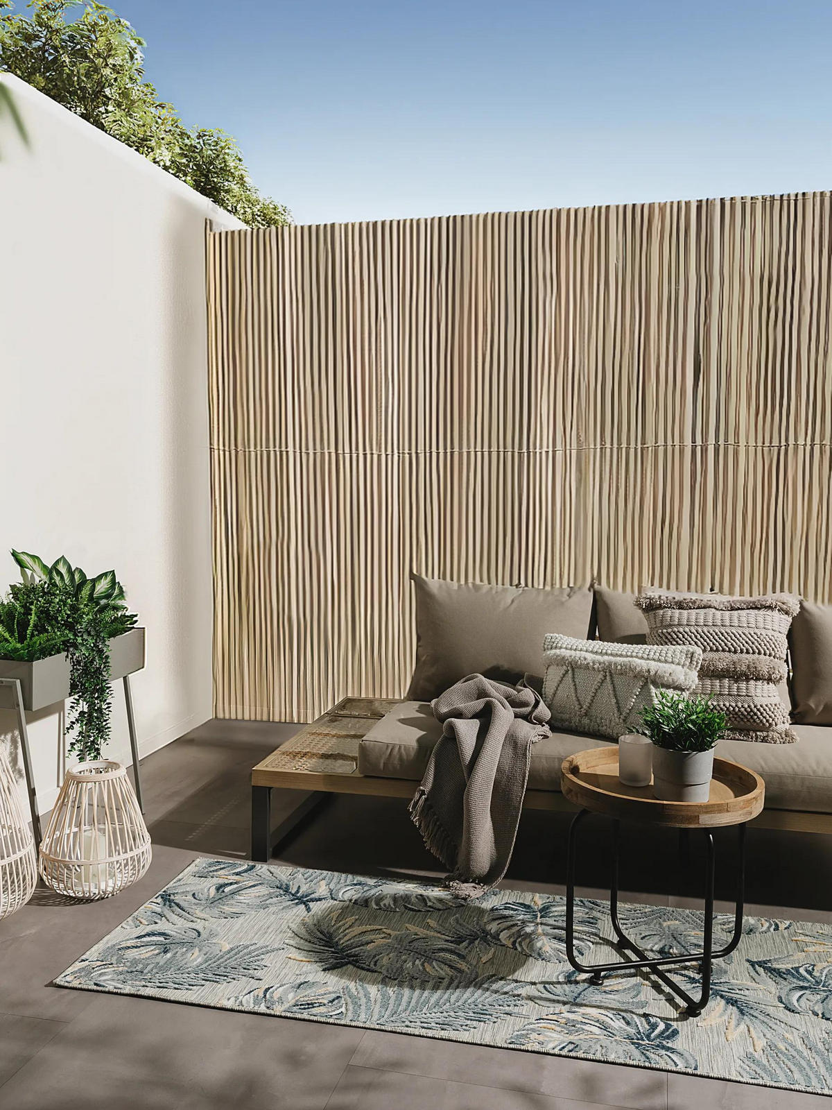 OUTDOORLÄUFER Flora Multicolor 80x250 cm - Blau/Creme, Kunststoff (80/250cm) - benuta
