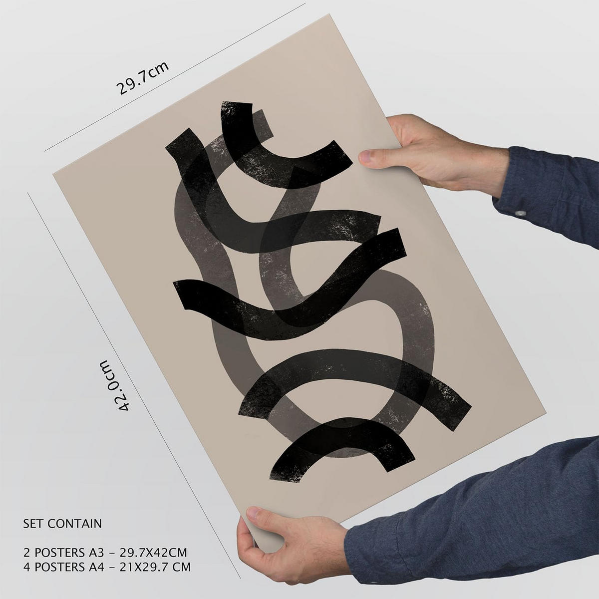 POSTER Set Mit 6 Zusammenfassungen In Form Ästhetische Dekorative Gemälde Für Ihr Wohnzimmer, Schlafzimmer Oder Zuhause A3 & A4 Rahmenlos - Klar, Papier (29/3cm) - Nacnic