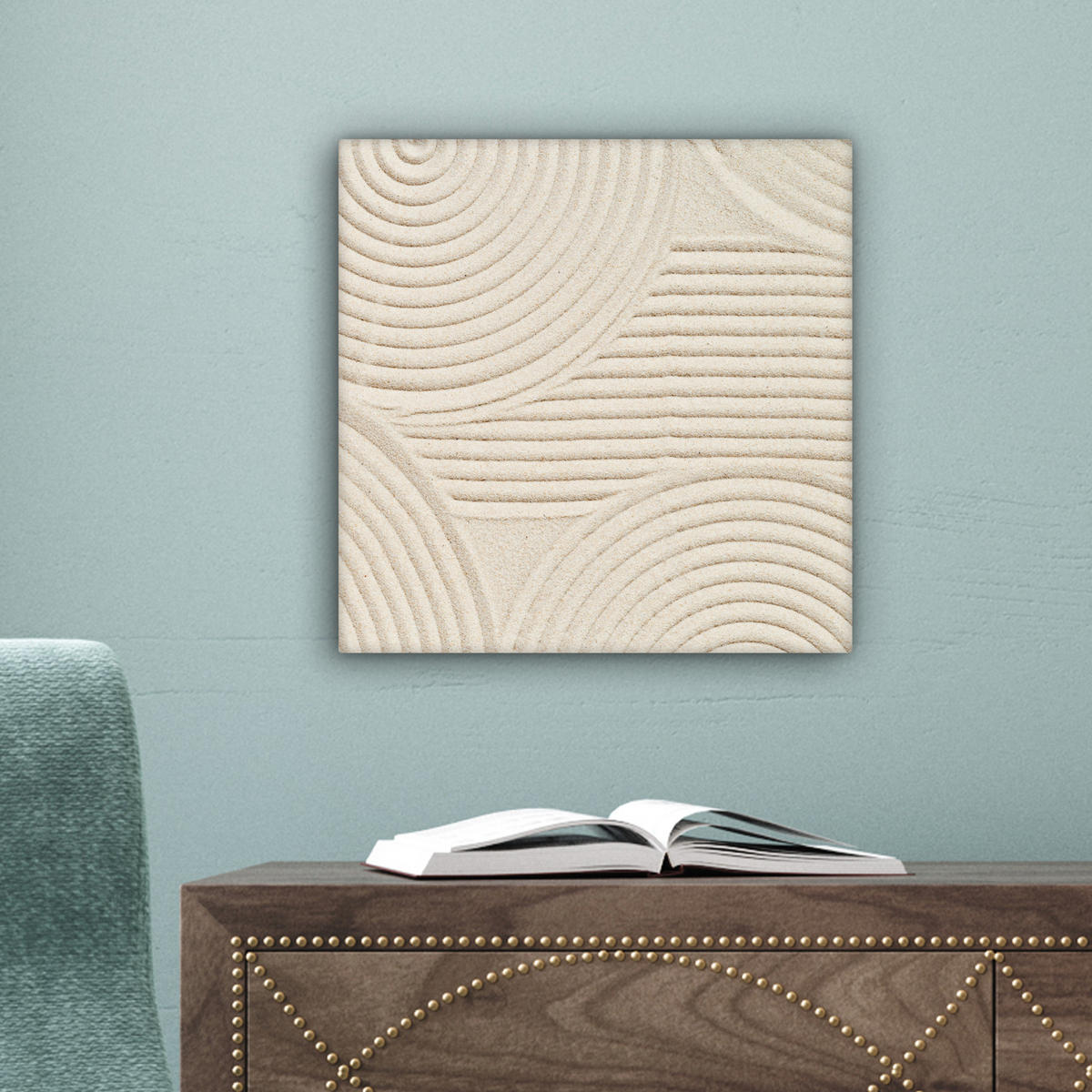 LEINWANDBILD Muster - Abstrakt - Weiß Deko Wohnzimmer 20x20 cm - Beige, Textil (20/20cm) - MuchoWow