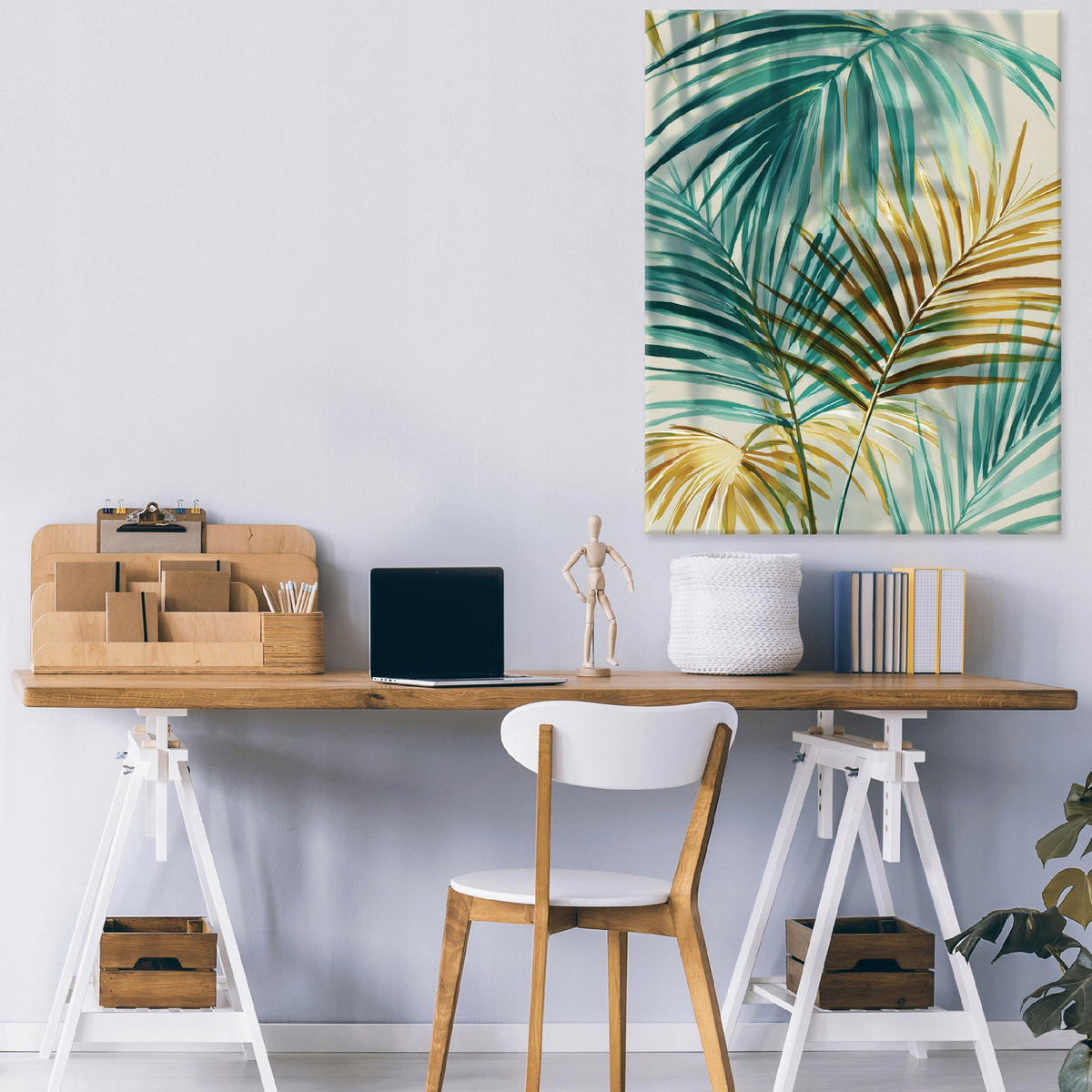 LEINWANDBILD Blätter Abstrakt Grün 40x60 cm - Multicolor, Holzwerkstoff (40/60cm) - Wallarena