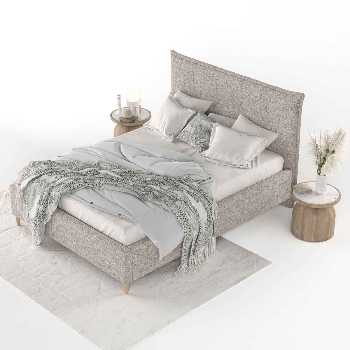 POLSTERBETT Plaza 120/200 cm Beige im Neve Stoff - Beige/Naturfarben, Holz/Holzwerkstoff (120/200cm) - AltaBeds