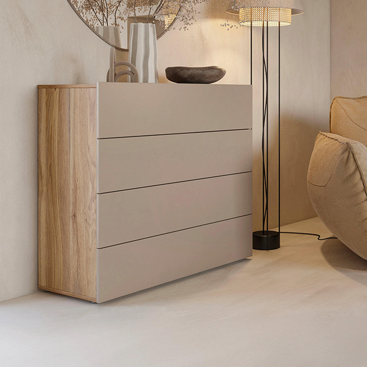 KOMODA Iséa Taupe - šedohnědá, kompozitní dřevo (100/91/40.5cm) - Petits-meubles