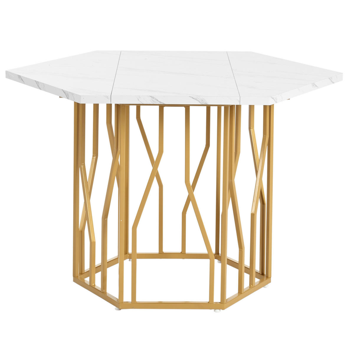 ESSTISCH 115x100x75 cm in Weiß und Gold aus MDF mit Marmoroptik - Goldfarben, Holzwerkstoff (115.5/100/75cm) - Modfu