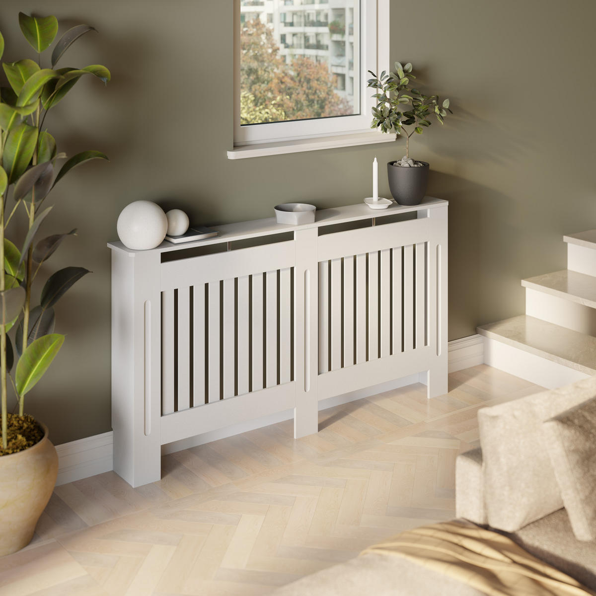 HEIZKÖRPERABDECKUNG Vila,optimale Luftzirkulation,weiß - Weiß, Holz (19/152/82cm) - tectake