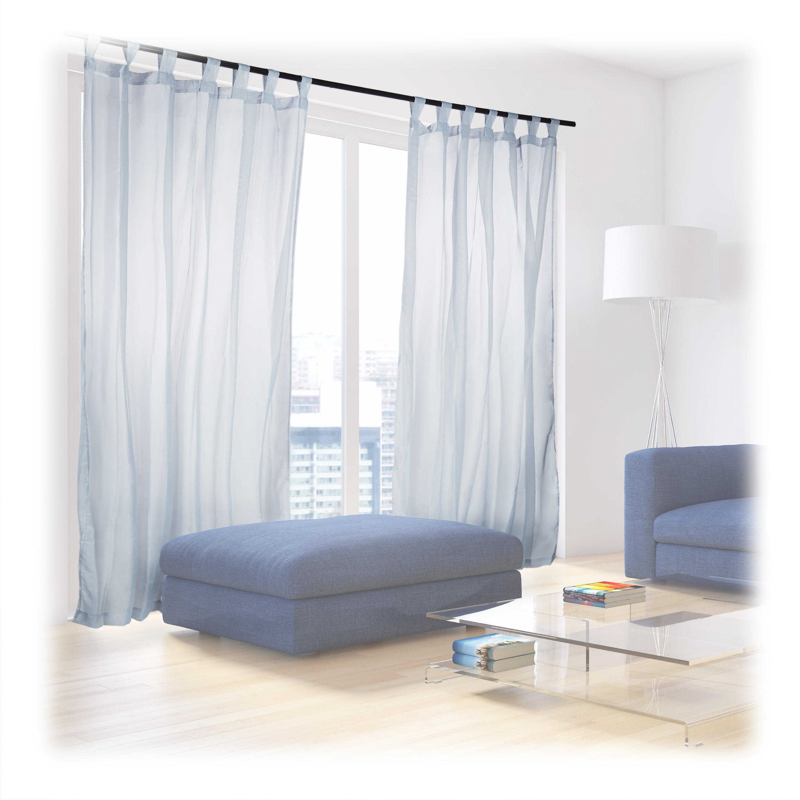 2XVORHÄNGE - Silberfarben, Textil (140/0.1/245cm) - Relaxdays