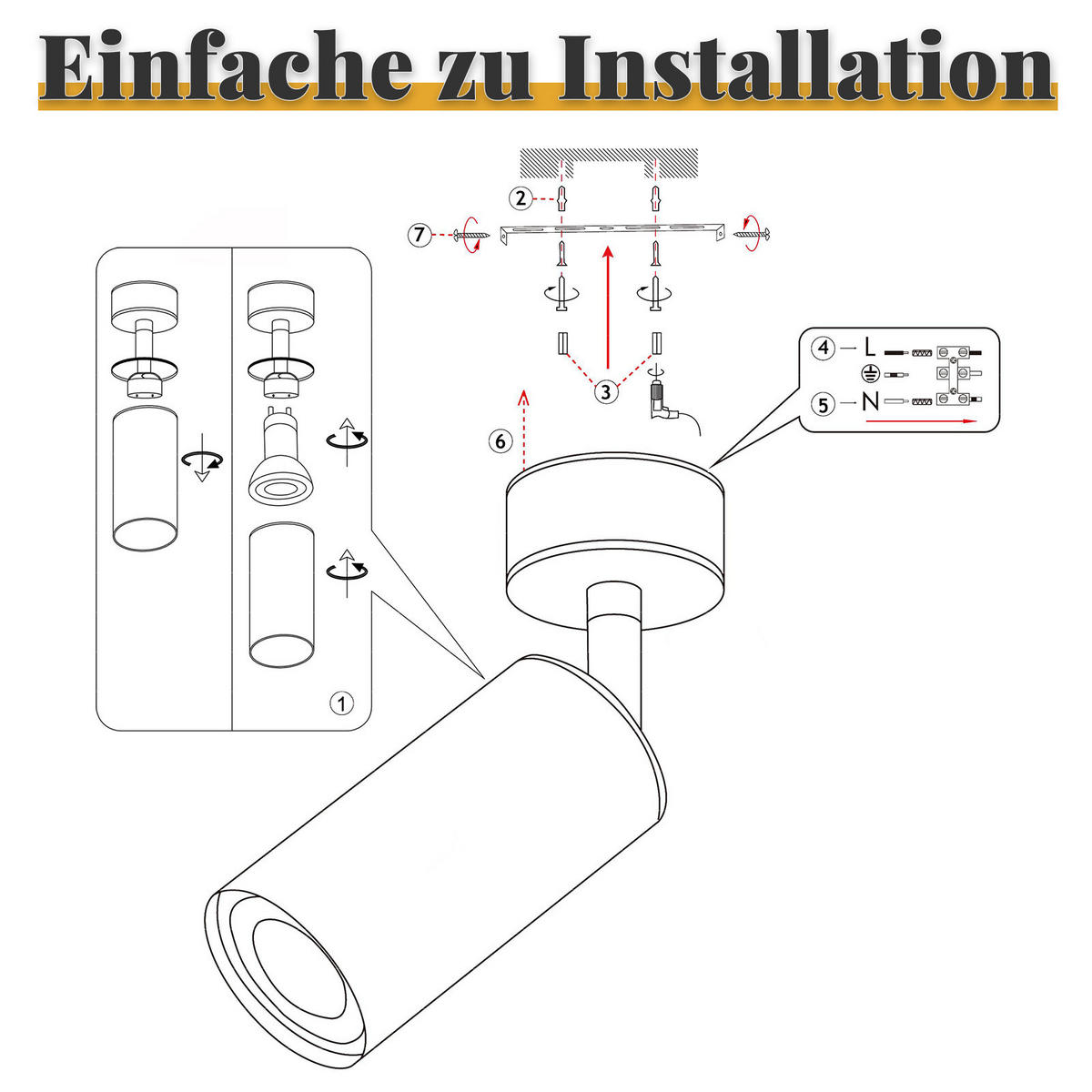 STRAHLER Matteo 1-flammig 6/6/16 cm - Messingfarben, Metall (6/6/16cm) - Nettlife
