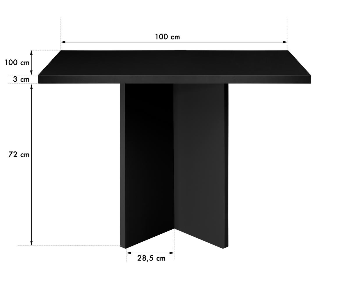 ESSTISCH Quadratischer aus lackiertem MDF, 100/100 cm,Schwarz - Schwarz, Holzwerkstoff (100/100/75cm) - RNT By Really Nice Things