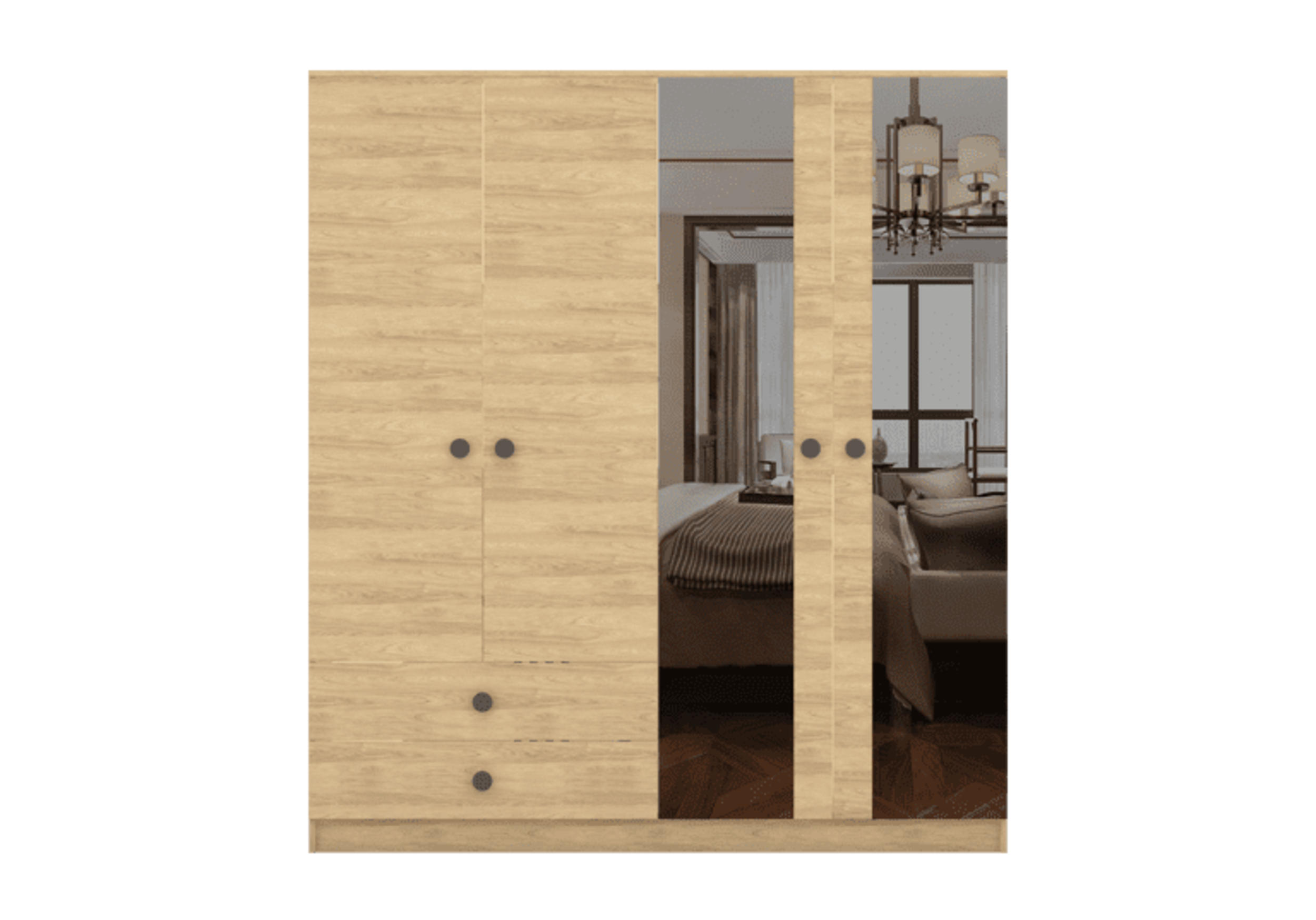 DREHTÜRENSCHRANK - Schrank LAUX 180 - Eichefarben, Holzwerkstoff (180/205/52.2cm) - Möblo