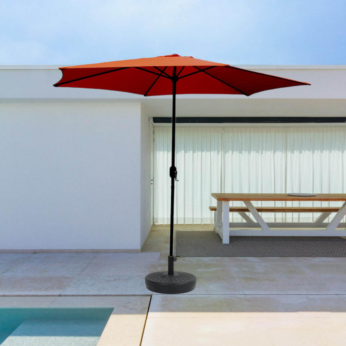 SONNENSCHIRM portofino terrakotta rund 2 94 x 2 94 cm gerade - Terracotta, Metall (294/294cm) - Concept Usine