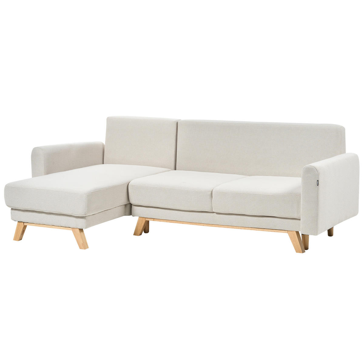 3-SITZER-ECKSOFA hellbeige linksseitig mit Schlaffunktion Stauraum Siro - Hellbraun/Beige, Textil (240/142cm) - Beliani