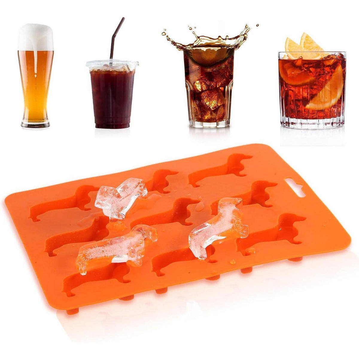 EISWÜRFELFORM Dackel 9er Set Silikon - Orange, Kunststoff (17/1/22cm)