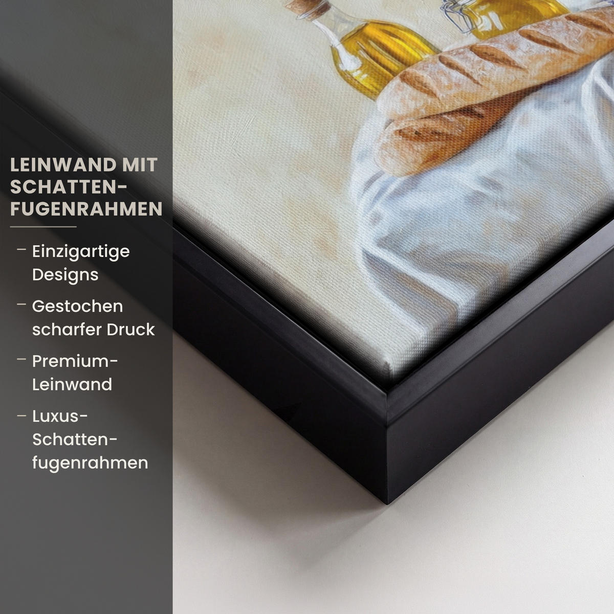 LEINWAND Bilder mit Rahmen - Lavendel - Brot - Stilleben - 30x20 - Flieder, Textil (30/20cm) - MuchoWow
