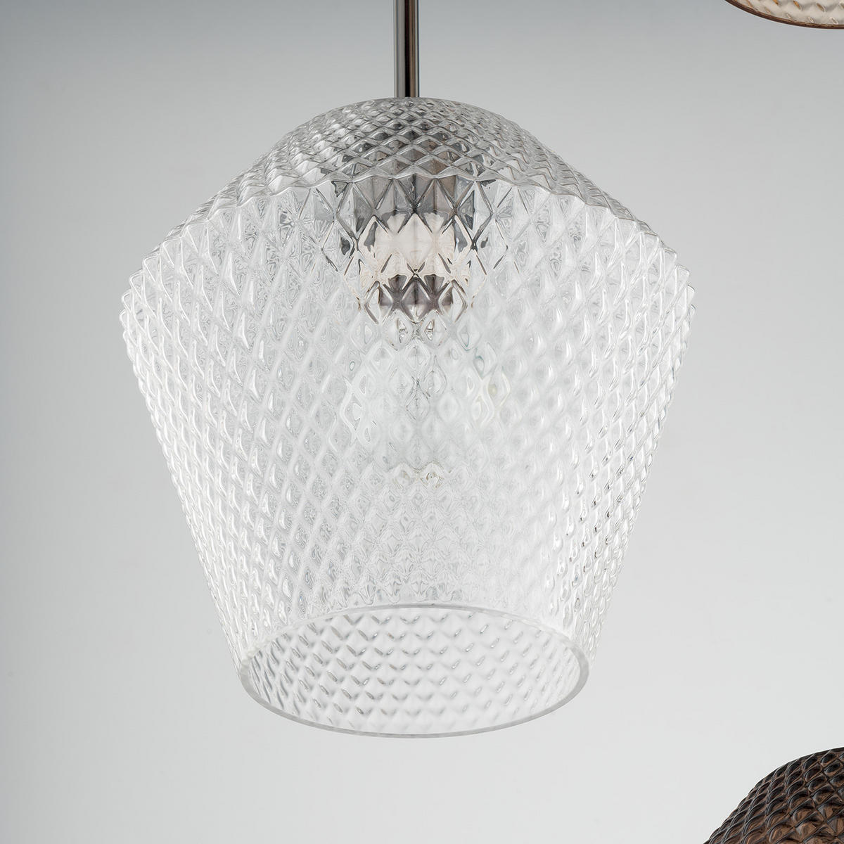 PENDELLEUCHTE - Eisen / Glas, 3-flammig - Beige/Grau, Glas (40/40/150cm) - home24