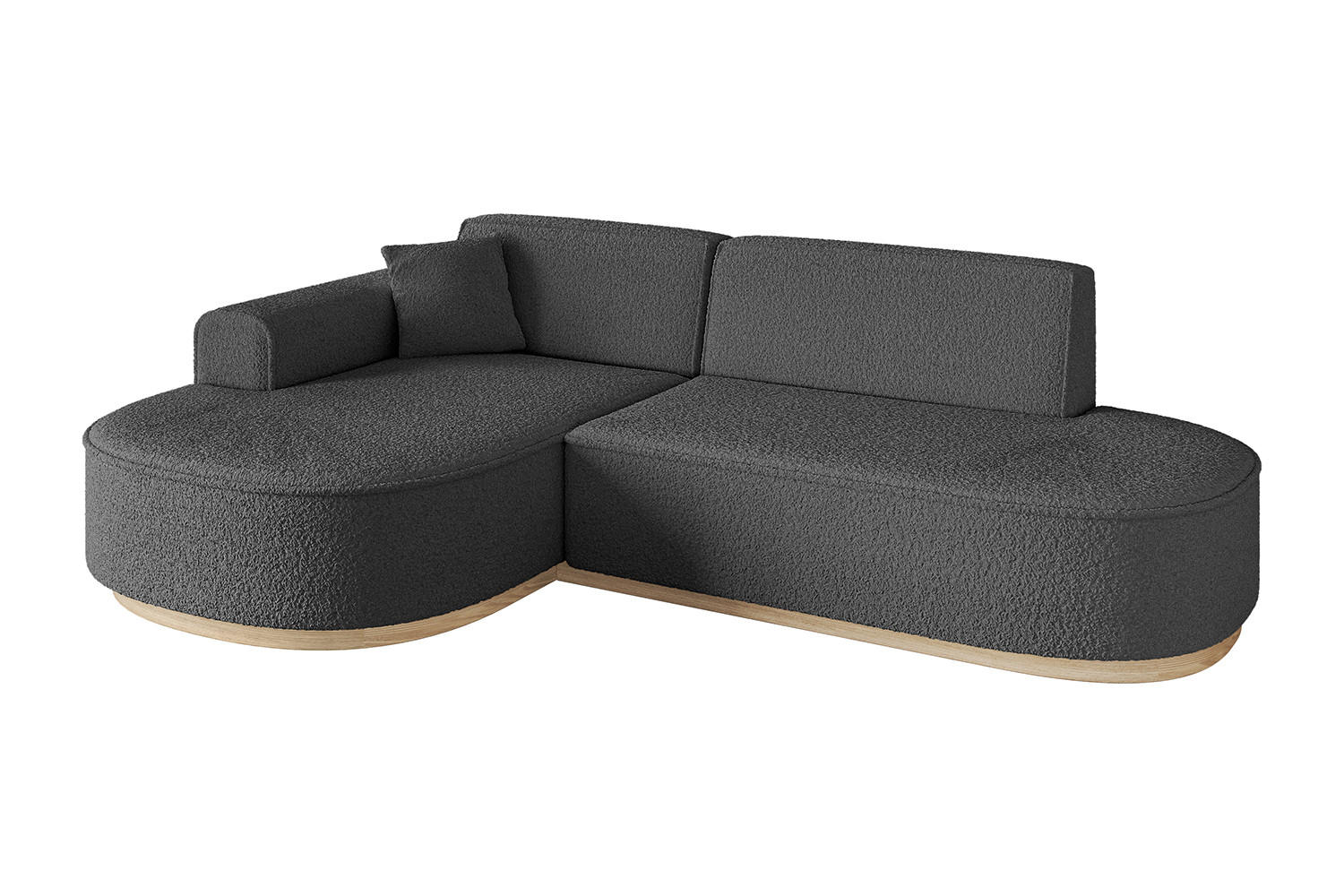 ECKSOFA Ottomane Links MARI-L1-v1 - 243x171x83 cm Grau Bouclé - Grau, Holzwerkstoff/Textil (243/171cm) - ALTDECOR