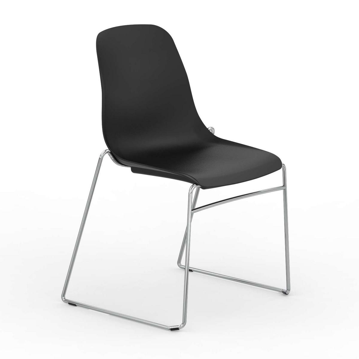 BESUCHERSTUHL V1803 Kunststoff Hartschale Schwarz - ergonomisch, 120 kg belastbar - Schwarz, Kunststoff/Metall (53/82/51cm) - Versee