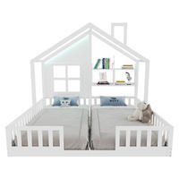 HAUSBETT Kinderbett 90x200cm Holz LED Sicherheitsgeländer Weiß - Weiß, Holz (90/200cm) - FLIEKS