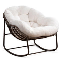 SCHAUKELSTUHL Schaukelsessel,Rattanstuhl mit Stahlrahmen,Weiß-Fleece - Weiß, Metall (94.5/80/111cm) - LVHOM