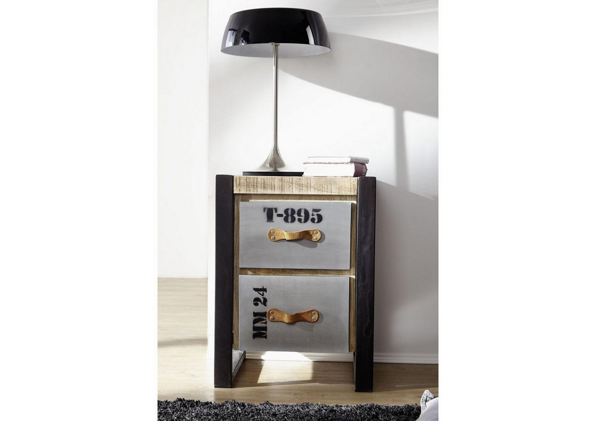 BEISTELLTISCH Mango 45x40x60 natur bedruckt FACTORY #123 - Naturfarben, Holz (40/45/60cm) - Massivmoebel24