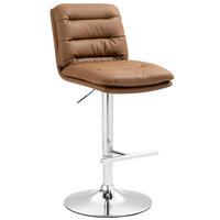 BARHOCKER TURIN Hellbraun Kunstleder Chrom - Hellbraun, Leder/Metall (42/94/56cm) - DELUKE