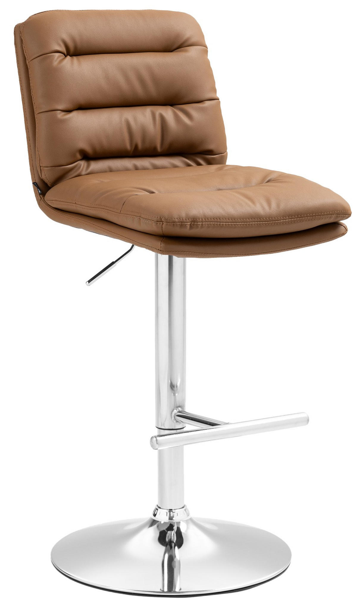 BARHOCKER TURIN Hellbraun Kunstleder Chrom - Hellbraun, Leder/Metall (42/94/56cm) - DELUKE