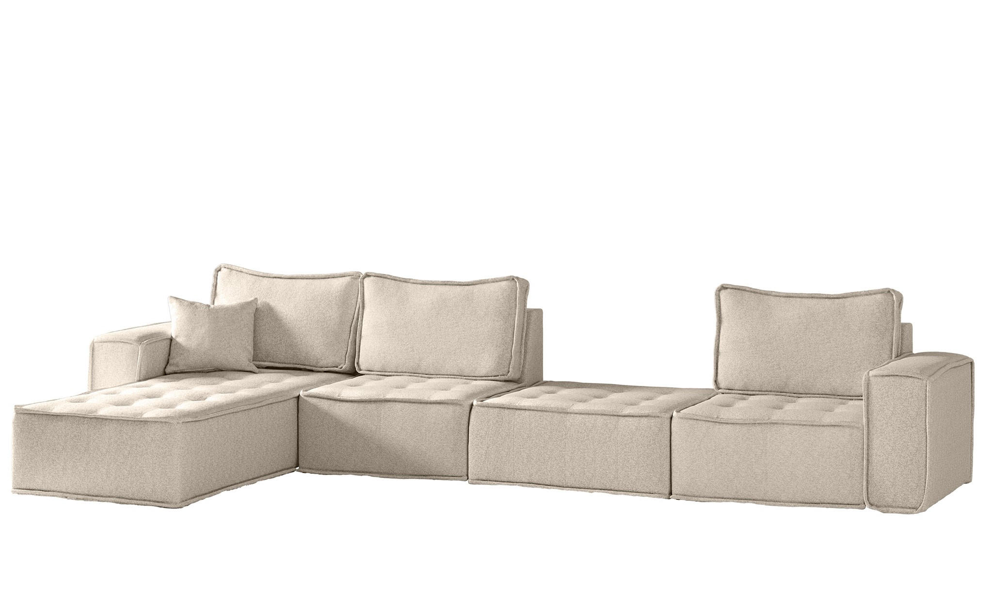 ECKSOFA Sande Xl In Alpine - Beige, Holzwerkstoff/Textil (372/192cm) - Fun Möbel