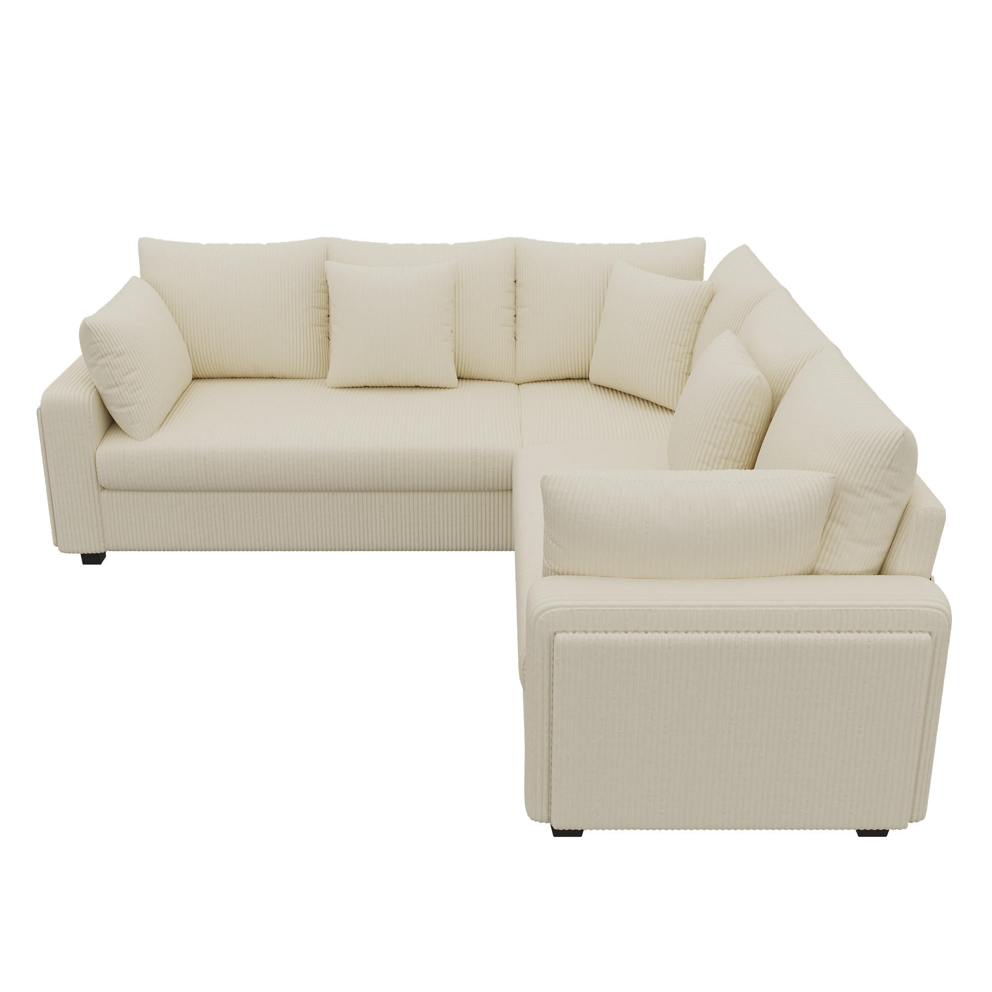 ECKSOFA 198/198/83 cm Beige mit LED‑Ambientebeleuchtung und USB‑Ladeanschluss - Beige, Holz/Textil (198/198cm) - Oxeza