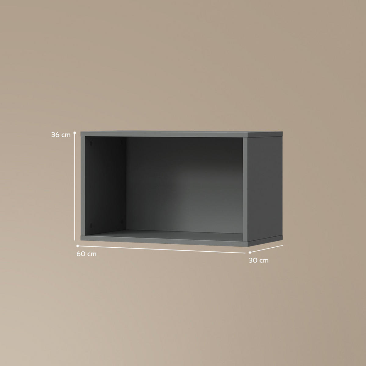 WANDREGAL Lorena Anthrazit 60 x 36 cm - Anthrazit, Holzwerkstoff (60/36/30cm) - Livinity®