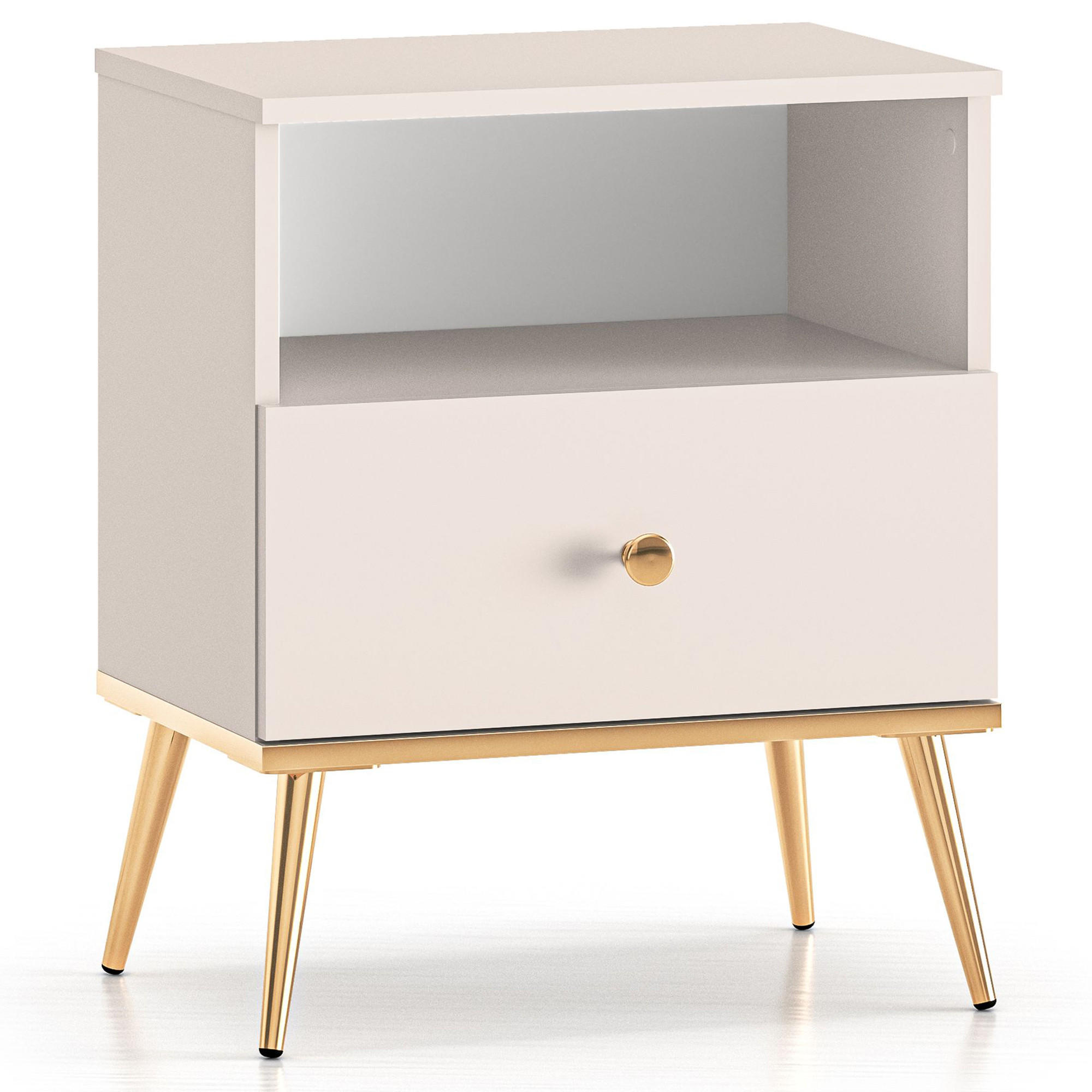 NACHTTISCH FRALIA,Creme - Creme, Holzwerkstoff (50/60/34cm) - KONSIMO®