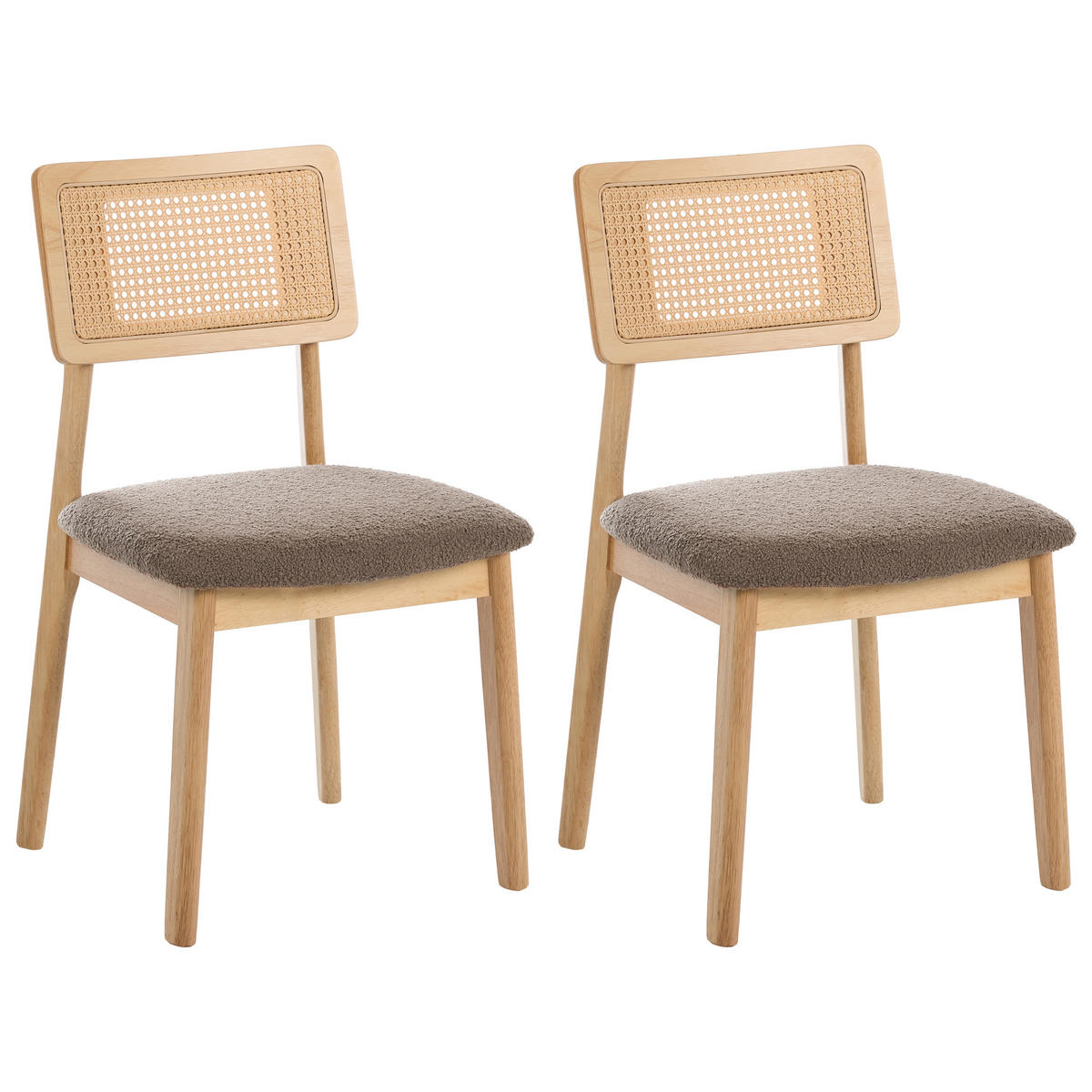 ESSZIMMERSTUHL 2er Set Holz Hellbraun/Taupe Embar - Hellbraun, Holz (50/86/52cm) - Beliani