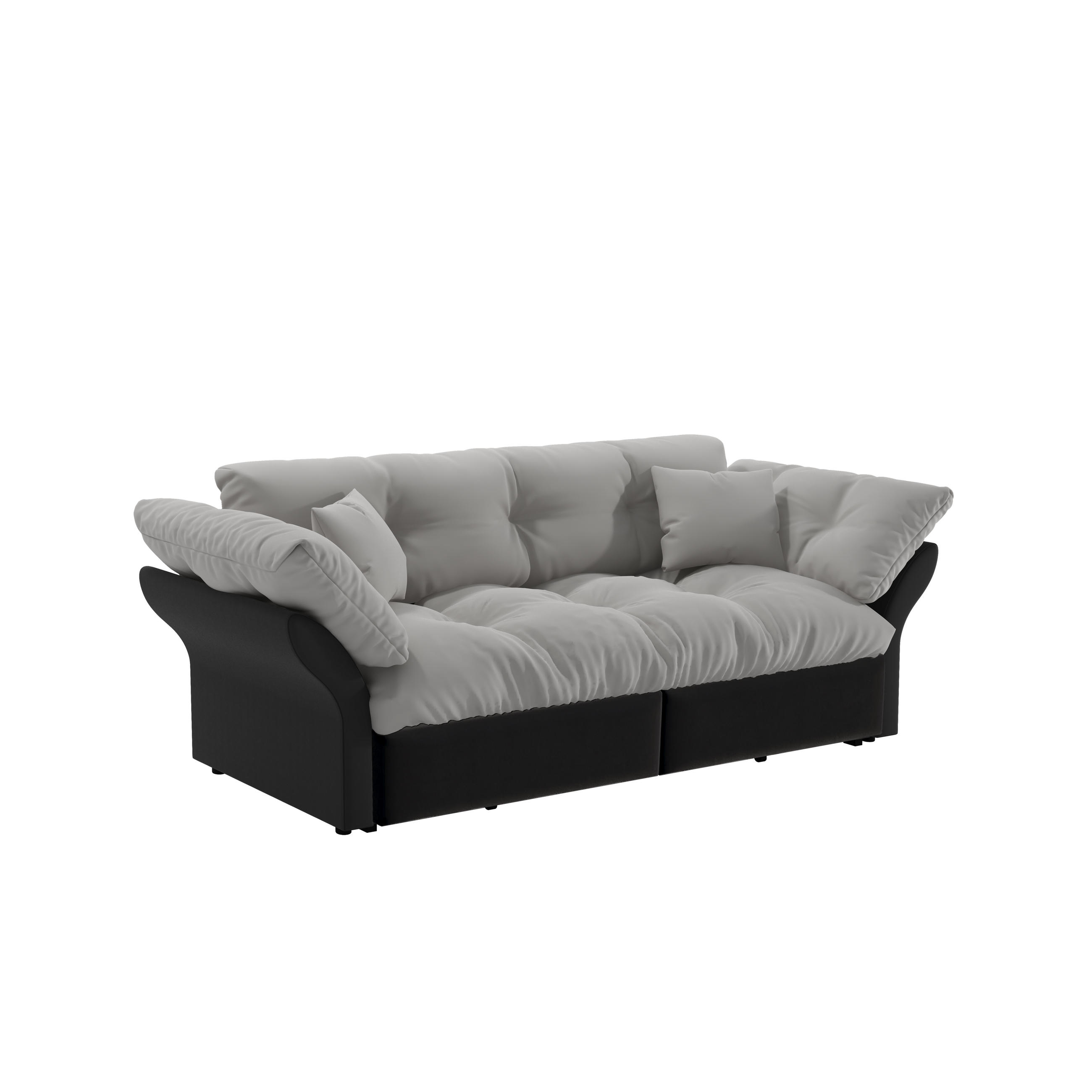 SCHLAFSOFA aus Velours im Tufting-Design, 3-in-1 Funktion und Queen-Size Bett - Ljusgrå, Textil (190/91/85cm) - Urban Meuble