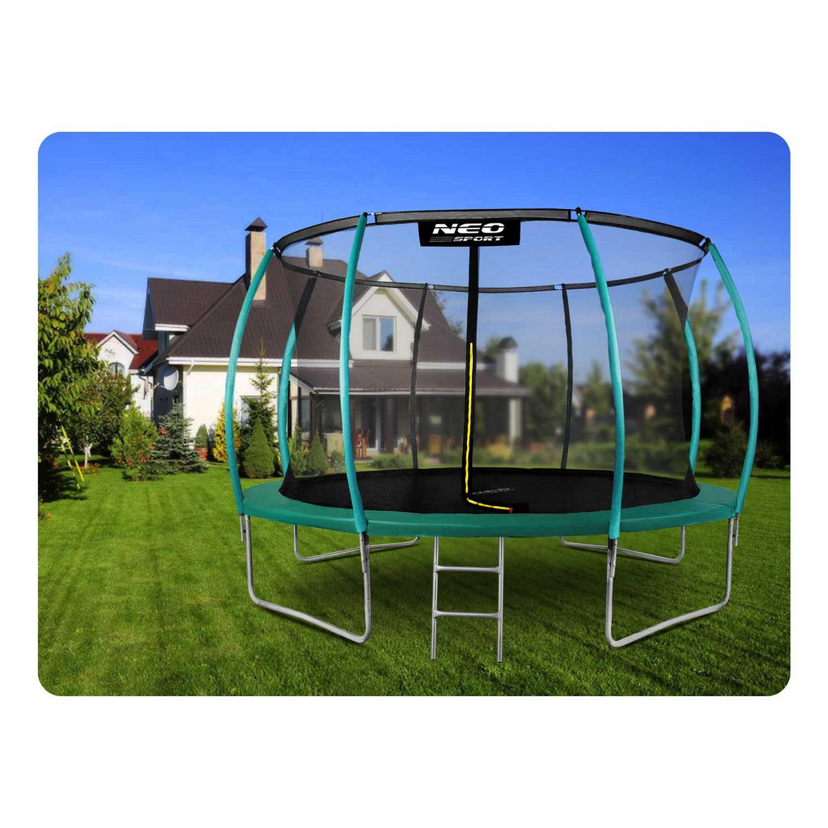 PROFILIERTES Gartentrampolin 12 ft/374 cm mit Innennetz - Grün, Metall (374/374cm)