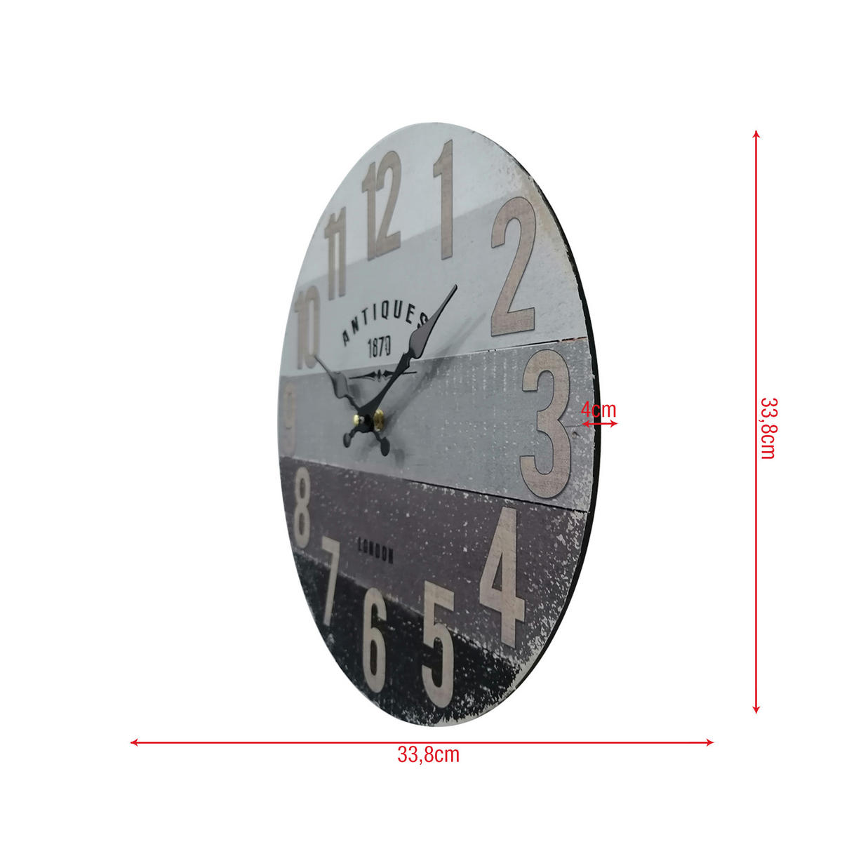 WANDUHR Grau 4/34/34 cm - Grau, Holzwerkstoff (4/34/34cm) - Mobili Rebecca