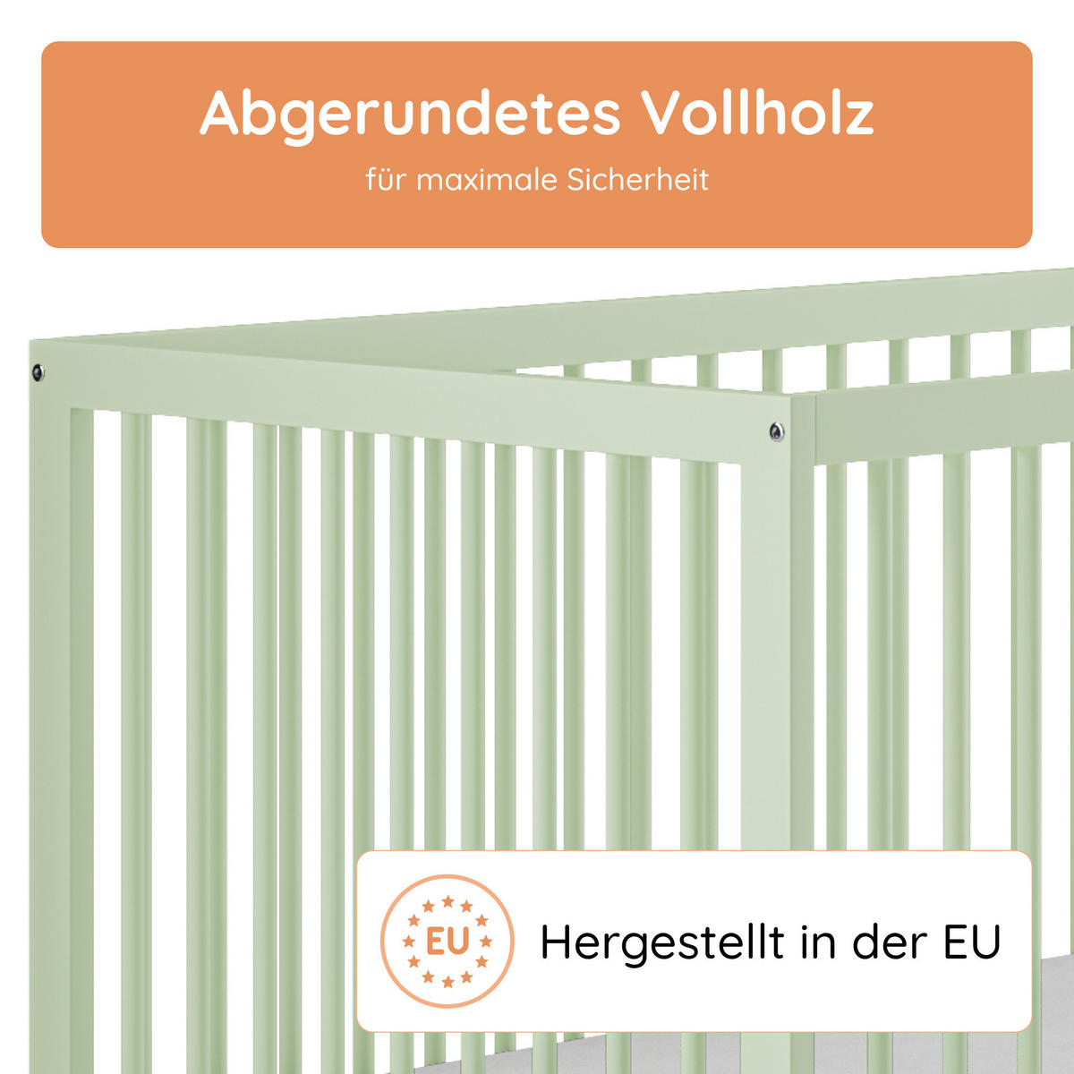 BABYBETT 60x120 cm in Grün - Grün, Holz (60/120cm) - Kids Collective