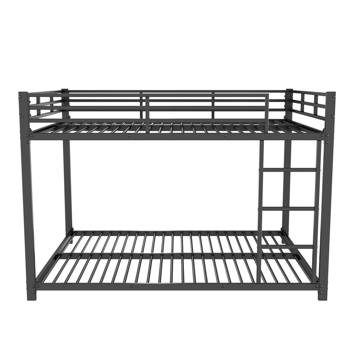 ETAGENBETT aus Metall 140x200 cm Schwarz mit Sicherheitsleisten, Lattenrosten und platzsparendem Design - Schwarz, Metall (140/200cm) - Modfu