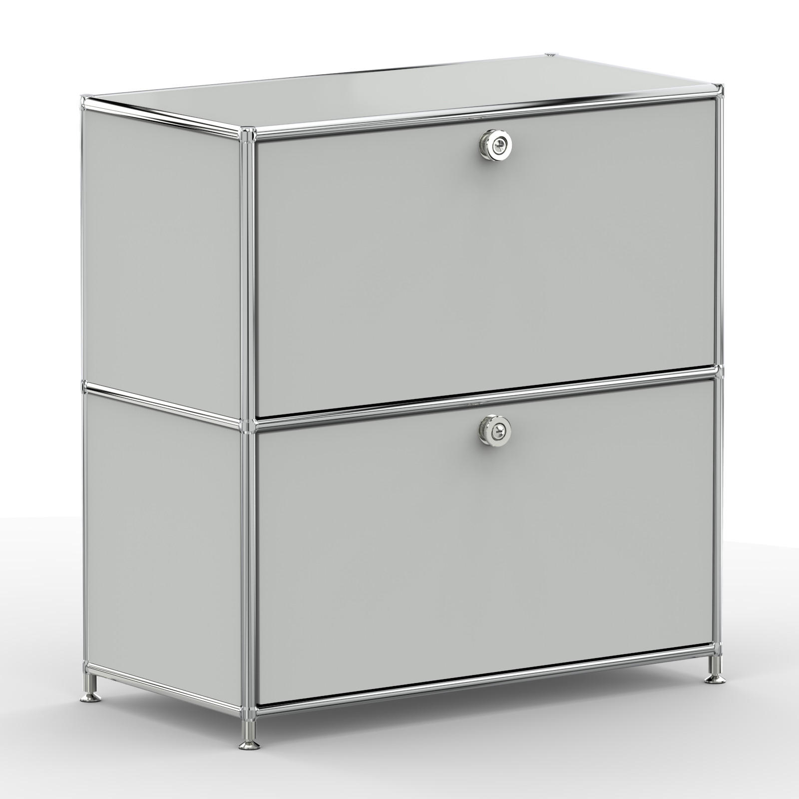 AKTENSCHRANK, 2 Schubladen & Schloss, Breite 77 cm, Lichtgrau - Chromfarben/Silberfarben, Metall (40/80.5/77.2cm) - Versee