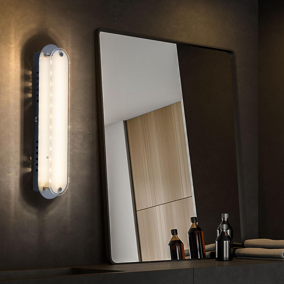 LED WANDLEUCHTE Chrom Opal - Silberfarben, Glas (8/6/33cm) - Globo Lighting