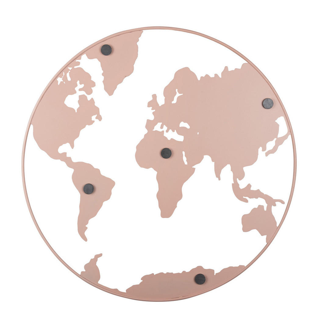 METALLTAFEL Notizen Erde World Ø 50 cm - Rosa, Metall (50/50/0.6cm)