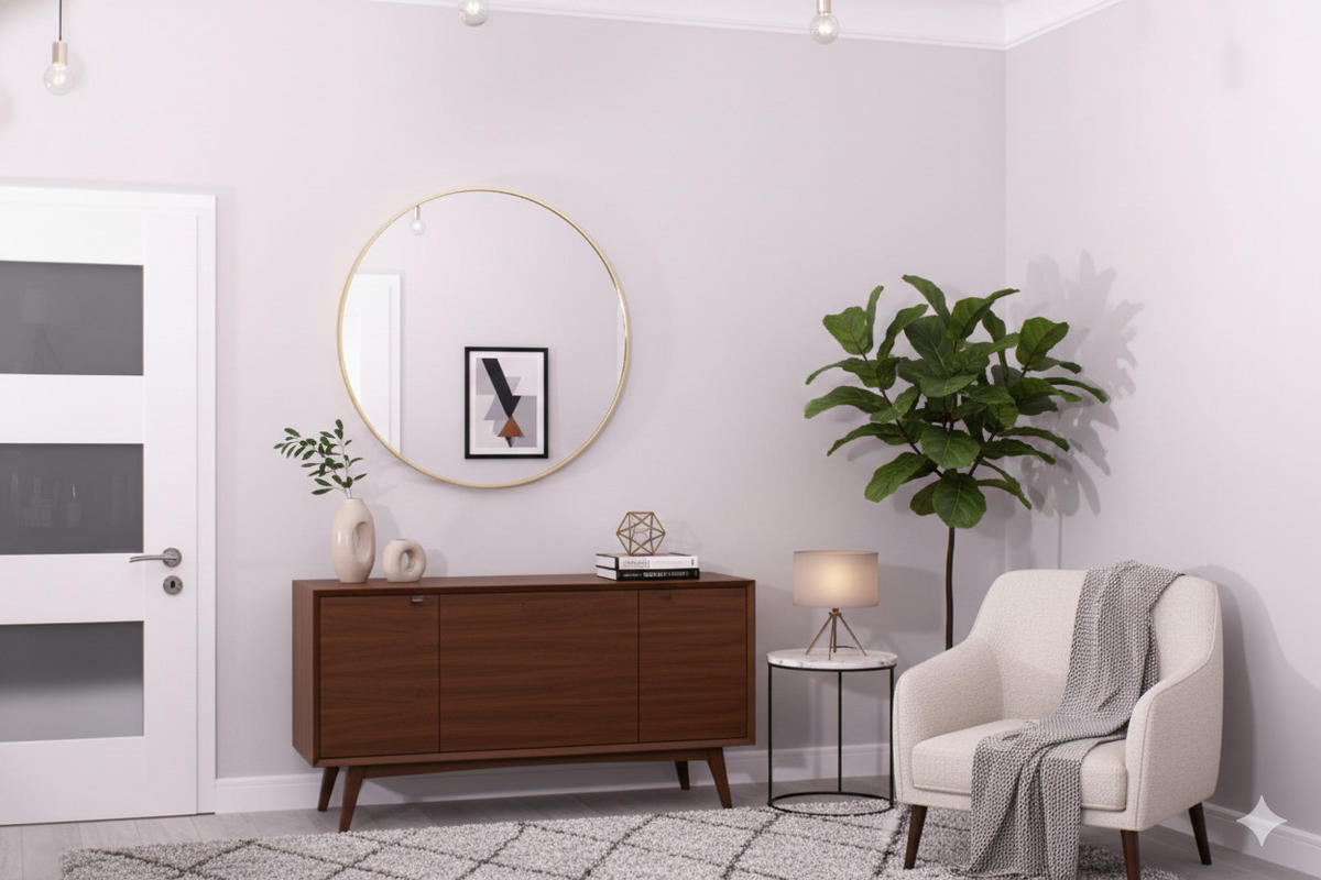 RUNDER WANDSPIEGEL - Goldfarben, Glas/Metall (70/70/3.5cm) - Mat-Haus