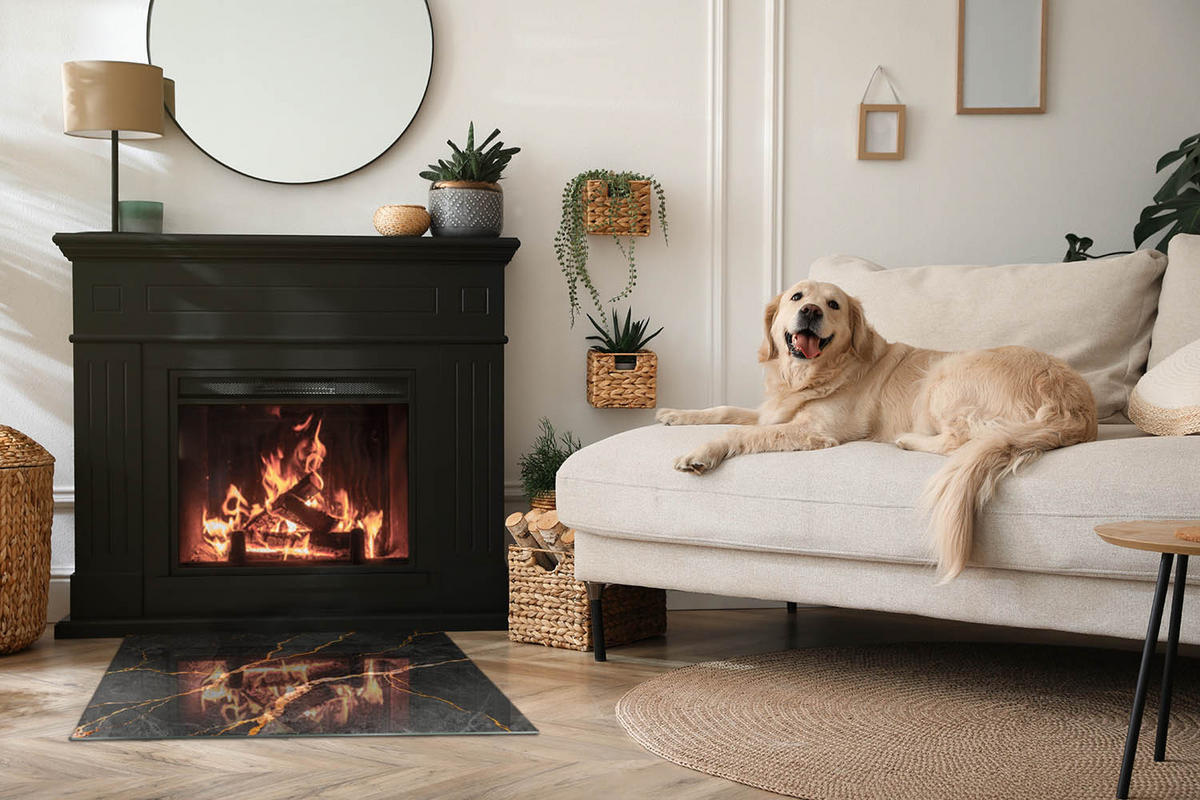 GLASPLATTE für Kamin 80x60 cm Schwarz - Schwarz, Glas (80/60/0.4cm) - ArtPrintCave