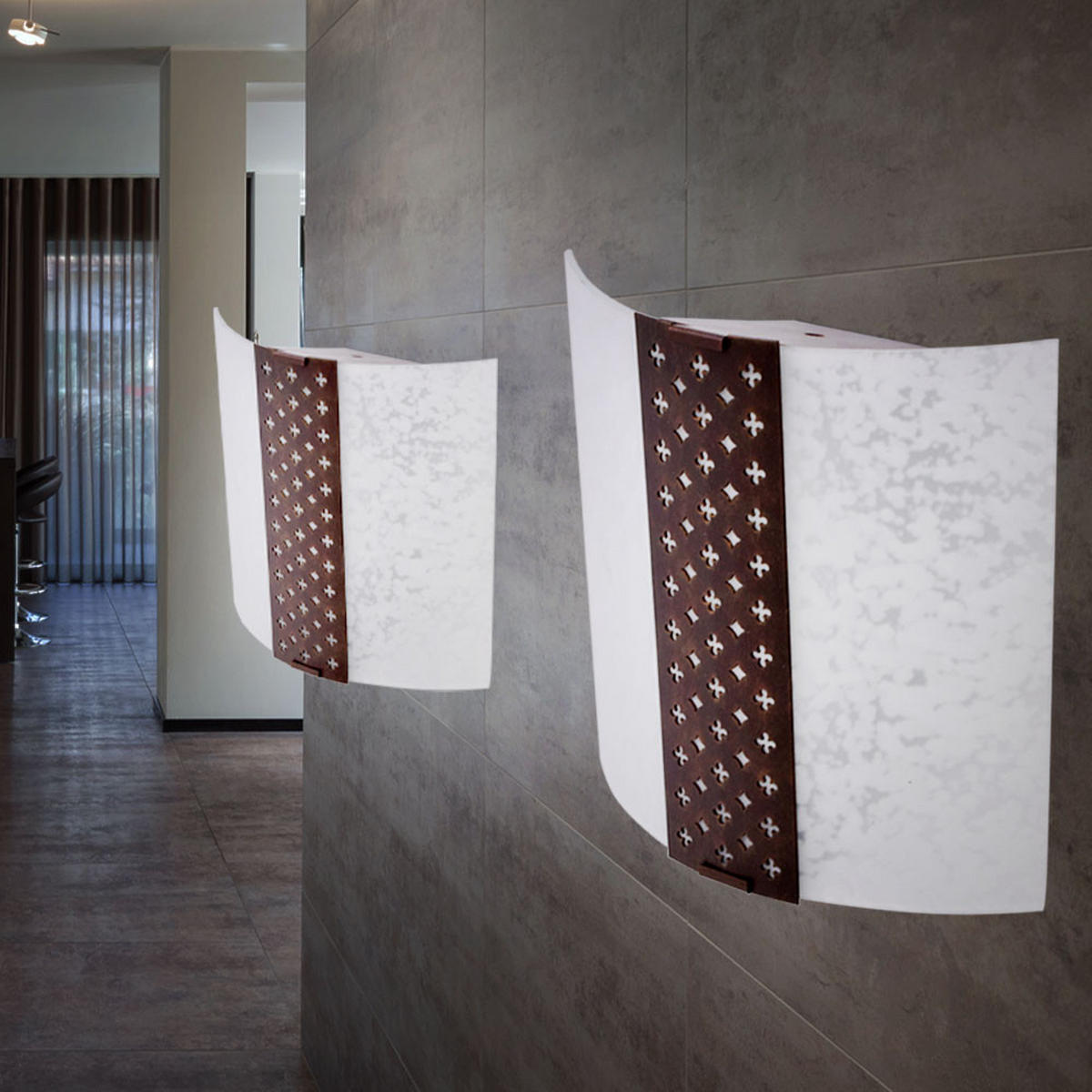 DECKENLEUCHTE Metall Braun SARAH - Braun, Glas (25.4/26.4/8.9cm)