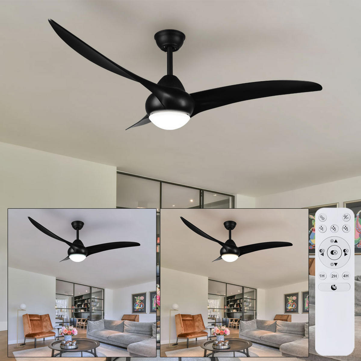 LED DECKENLEUCHTE ALESUND Kunststoff Schwarz - Schwarz, Kunststoff (115/115/47cm)