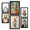 POSTER Set Mit 6 Zirkustiere A3 & A4 Schwarzer Rahmen - Schwarz, Papier (29/3cm) - Nacnic