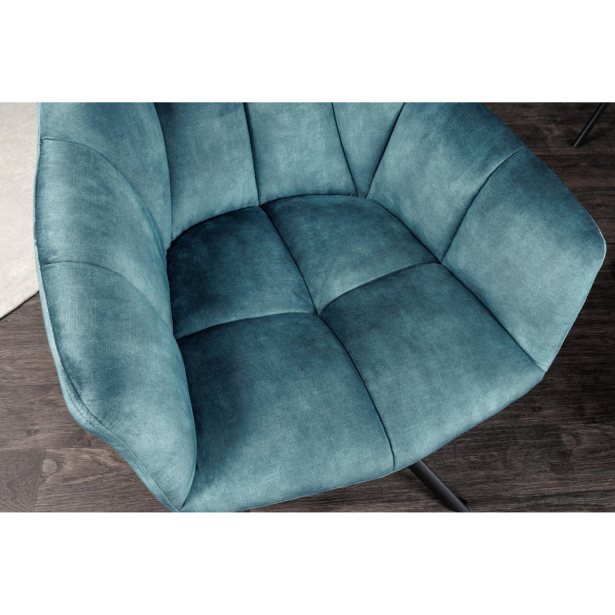STUHLL PAPILLON Samt Petrol, Schwarze - Blau/Petrol, Textil (65/83/66cm) - riess-ambiente