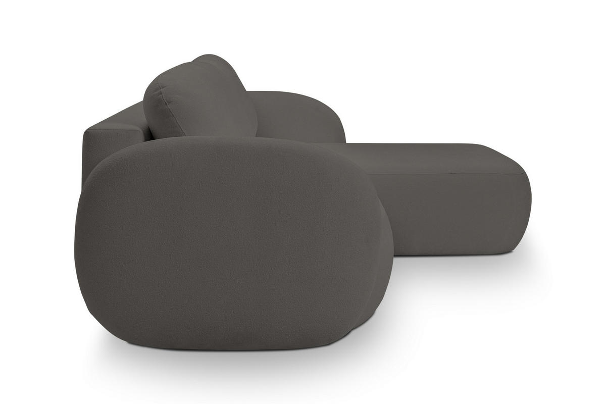 ECKSOFA AMICO R-S Grau Geflochtener Stoff mit Schlaffunktion - Grau, Holz (248/174cm) - MASSENO