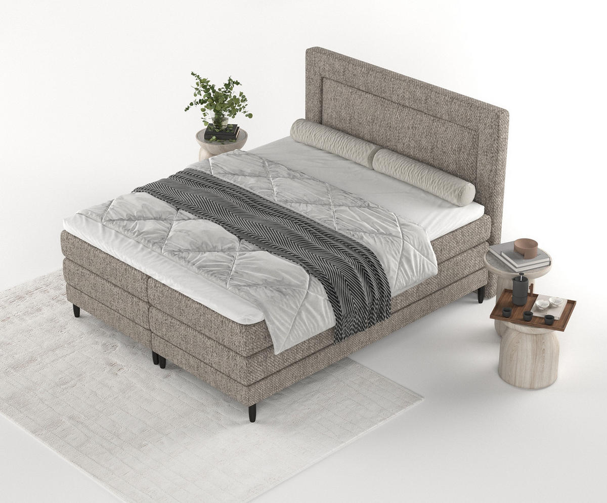 BOXSPRINGBETT Madame Brown 180/200 cm mit Matratzen und Latex-Topper - Schwarz/Braun, Holz/Holzwerkstoff (180/200cm) - Maison de Reve