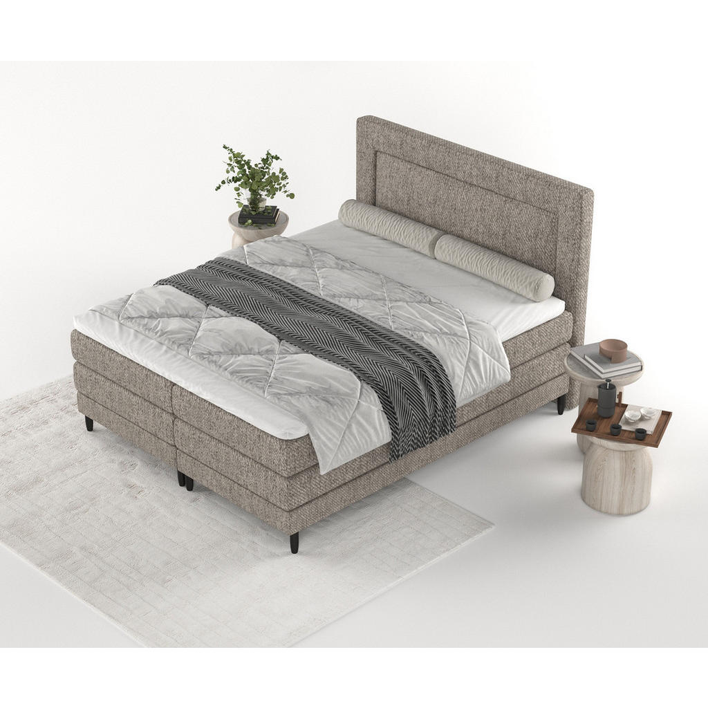 Thumbnail - Maison de Reve Boxspringbett, Braun, Textil, Buche, Kiefer, H2 + H3, Höhe ca. 36 cm, 160x200 cm, Oeko-Tex® Standard 100,...