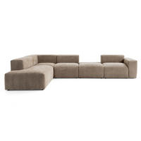 5-SITZER modulares Ecksofa HEAVEN SET 5 Links, Breite 380 cm Webstoff Braun - Schwarz/Braun, Holz/Kunststoff (380/245cm) - Muffo