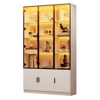 HIGHBOARD 120/32/200 cm in Weiß mit 6 Glastüren und LED-Beleuchtung - Weiß, Holzwerkstoff (120/200/32cm) - Flora Grace