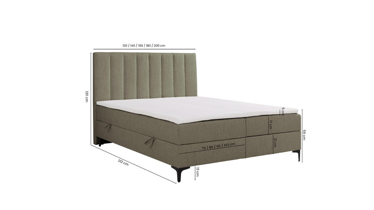 BOXSPRINGBETT LASARD mit Topper und Bettkasten, Braun, 140x200 cm - Braun, Textil (140/200cm) - KS Home Concept