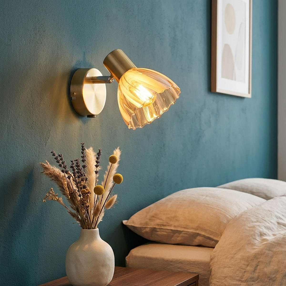 WANDLEUCHTE Metall Glas Messing - Messingfarben, Glas (10/12.5/16cm) - Globo Lighting